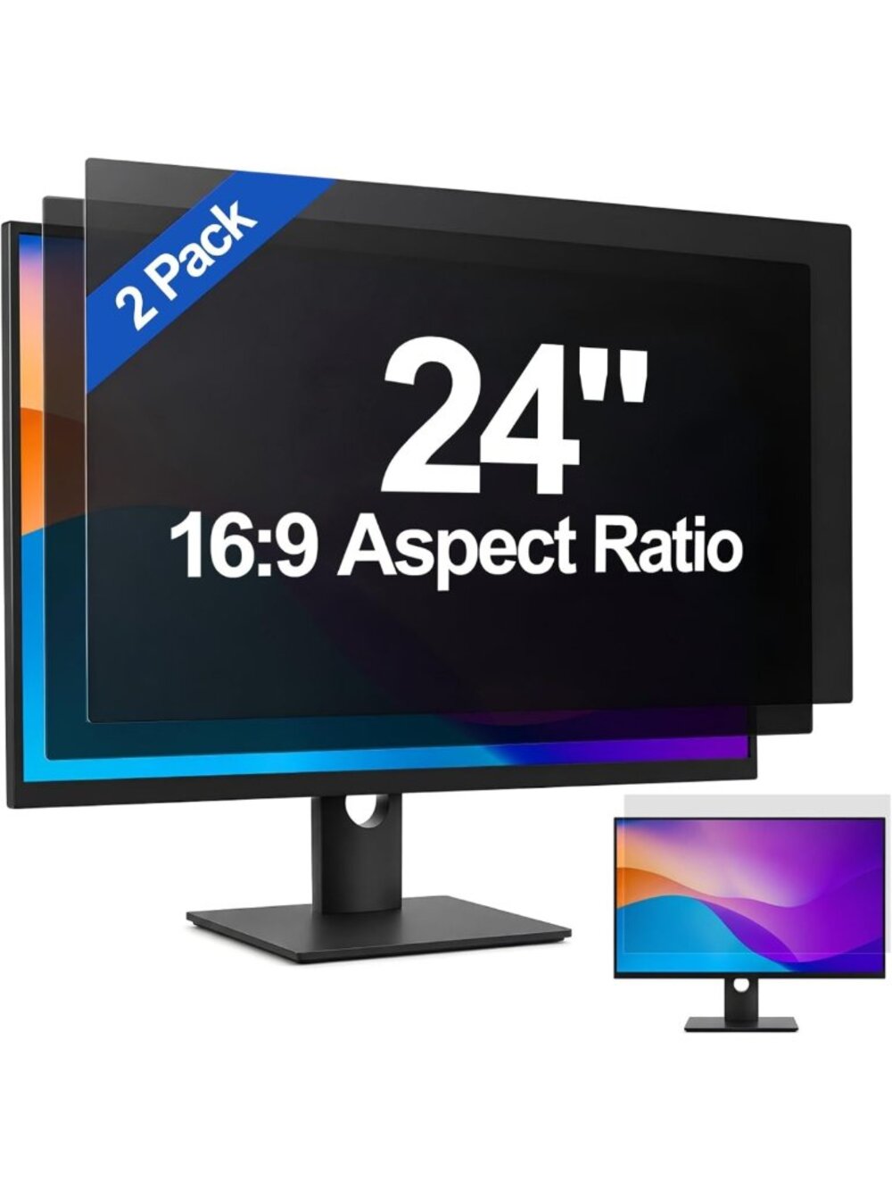 2-Pack 24 Inch Privacy Screen for Computer Monitor - Anti-Spy, Blue Light Shield
